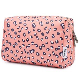 Women Pink Large Makeup Bag Zipper Pouch Travel Cosmetic Organizer